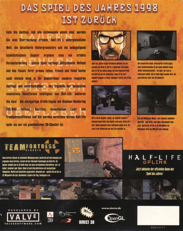 Other for Half-Life: Adrenaline Pack (Windows): Half-Life: Game of the Year Edition - Box - Back