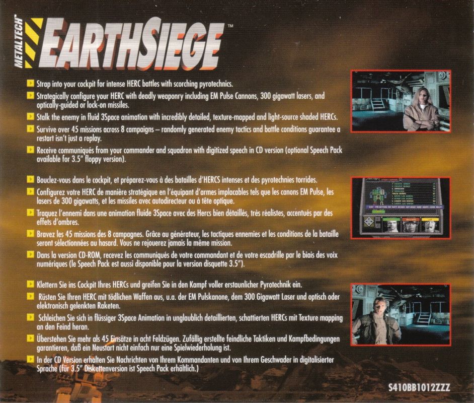 Other for Metaltech: EarthSiege (DOS) (CD-ROM release): Jewel Case - Back