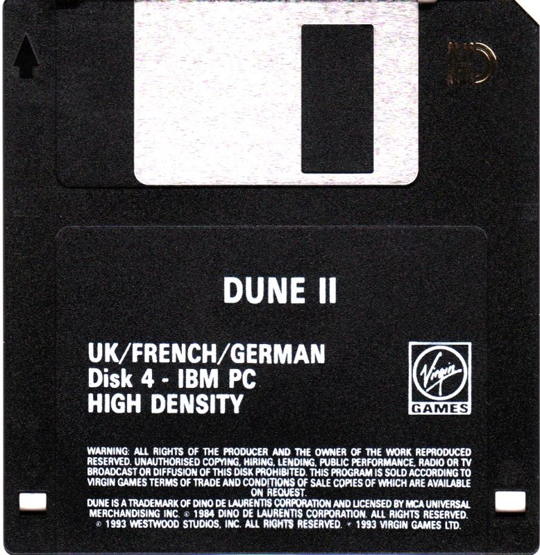 Media for Dune II: The Building of a Dynasty (DOS) (Dual media version (3.5"+5.25" Disks)): 3.5" Disk 4/4