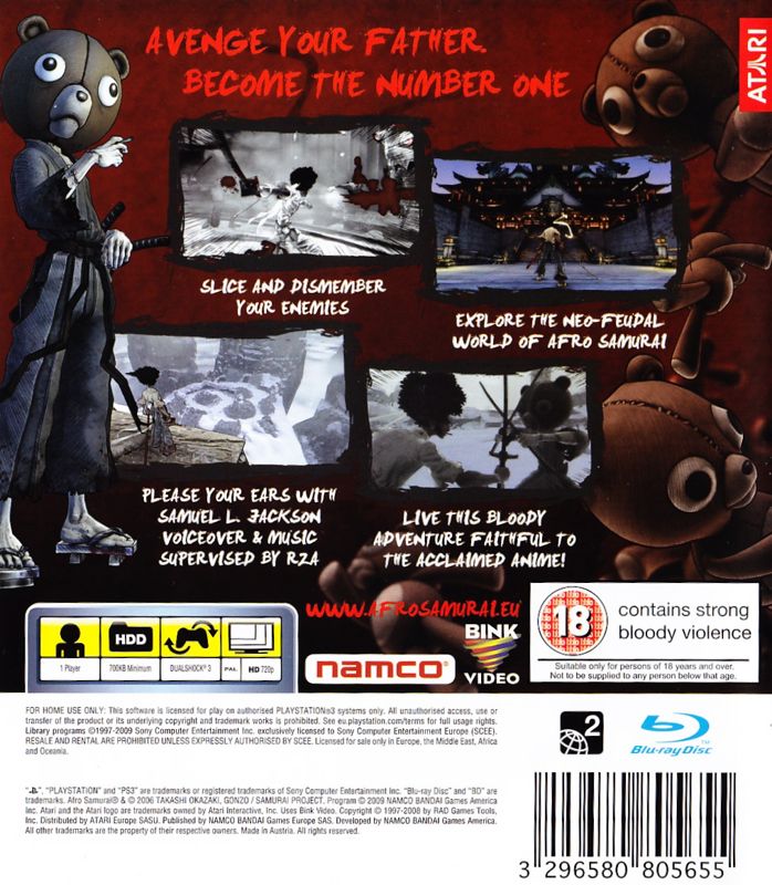 Back Cover for Afro Samurai (PlayStation 3)