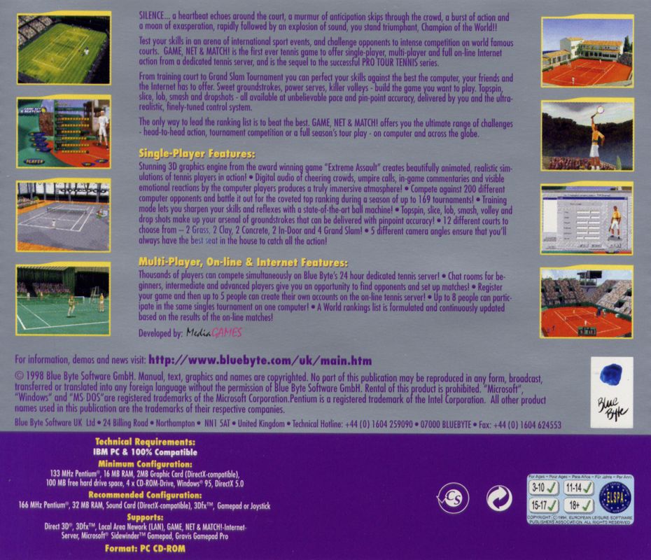 Other for Game, Net & Match! (Windows): Jewel Case - Back