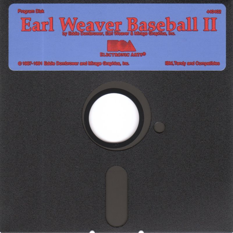 Media for Earl Weaver Baseball II (DOS) (5.25" floppy disk release): Disk 1 - Program Disk