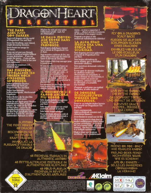 Back Cover for DragonHeart: Fire & Steel (Windows)