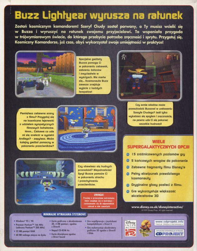 Back Cover for Disney•Pixar Toy Story 2: Buzz Lightyear to the Rescue! (Windows) (English version)