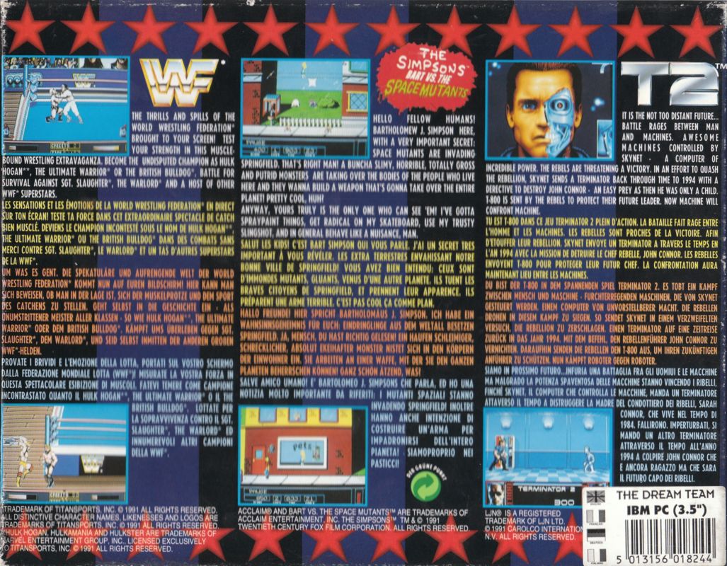 Back Cover for The Dream Team (DOS)