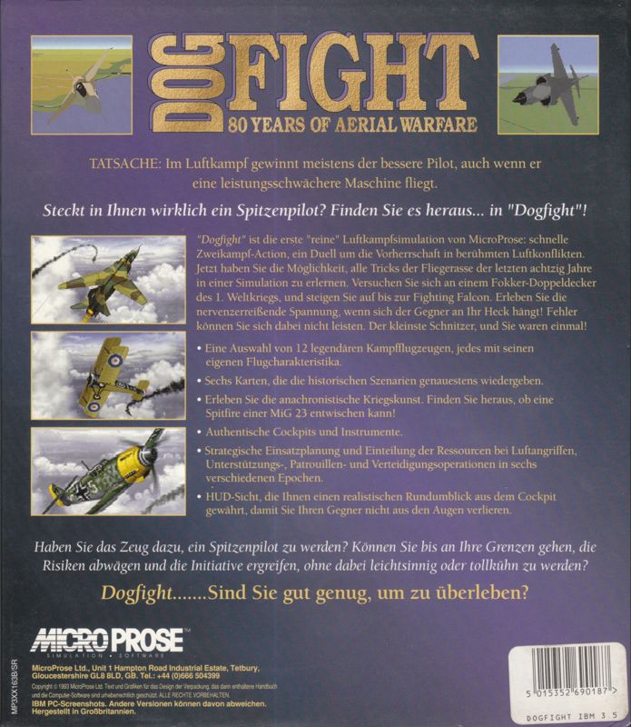 Back Cover for Air Duel: 80 Years of Dogfighting (DOS)