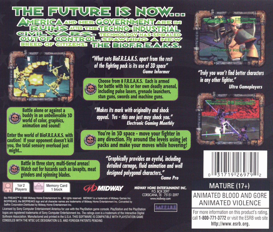 Back Cover for Bio Freaks (PlayStation)