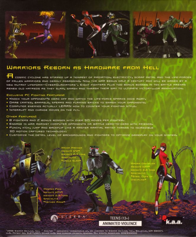 Back Cover for CyberGladiators (Windows)