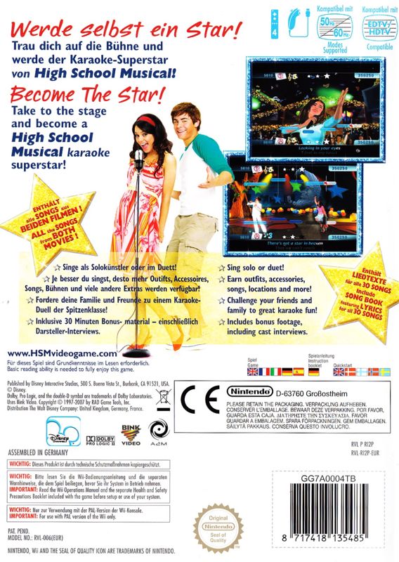 Back Cover for High School Musical: Sing It! (Wii)