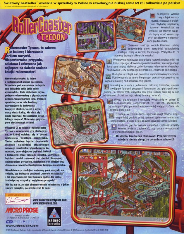 Back Cover for RollerCoaster Tycoon (Windows)