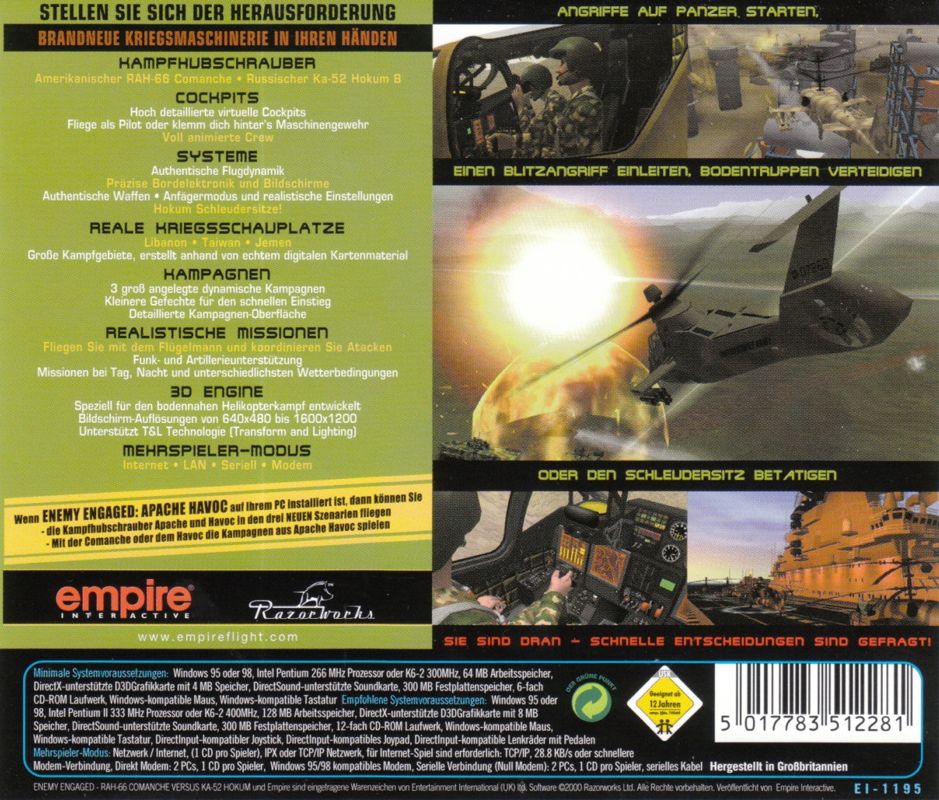 Other for Enemy Engaged: RAH-66 Comanche versus Ka-52 Hokum (Windows) (HammerPreis! release): Jewel Case - Back
