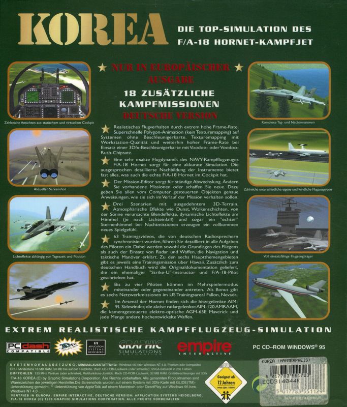 Back Cover for F/A-18 Korea (Windows) (Hammer Preis release)