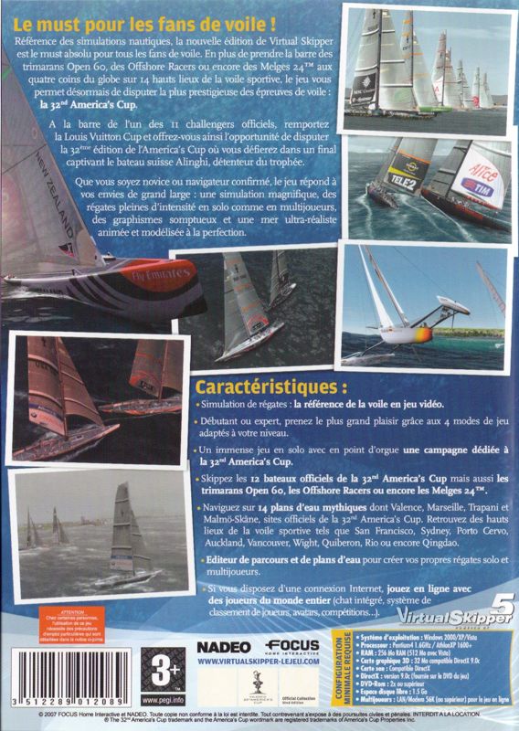 Back Cover for Virtual Skipper 5: 32nd America's Cup - The Game (Windows)