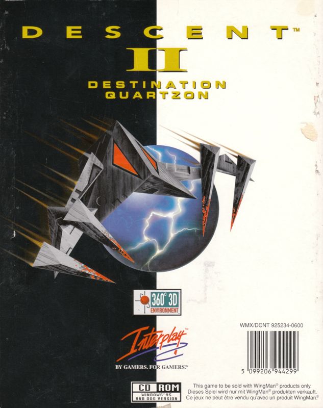 Front Cover for Descent II: Destination Quartzon (DOS and Windows)
