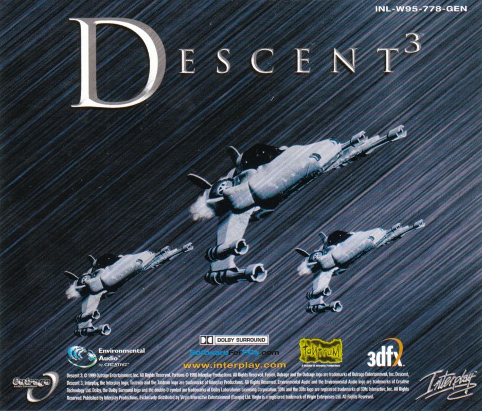 Other for Descent³ (Windows): Jewel Case - Back