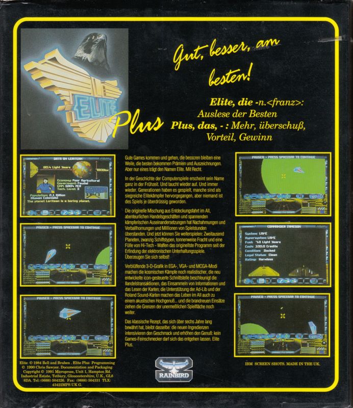 Back Cover for Elite Plus (DOS)