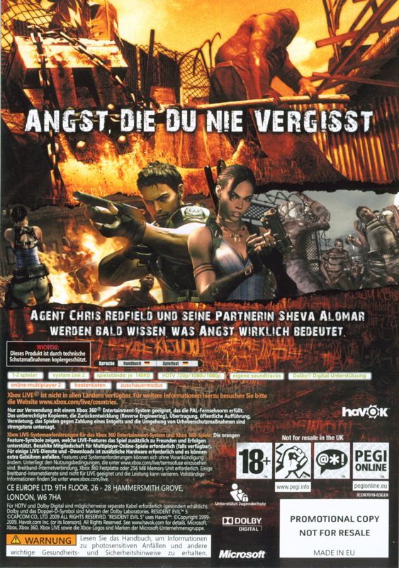 Resident Evil 5 cover or packaging material - MobyGames