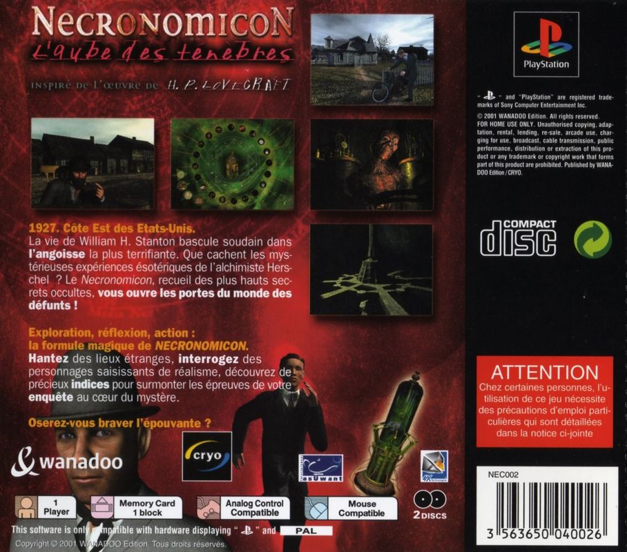 Back Cover for Necronomicon: The Gateway to Beyond (PlayStation)
