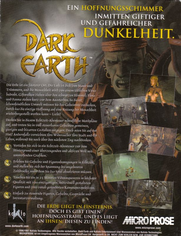 Back Cover for Dark Earth (Windows)