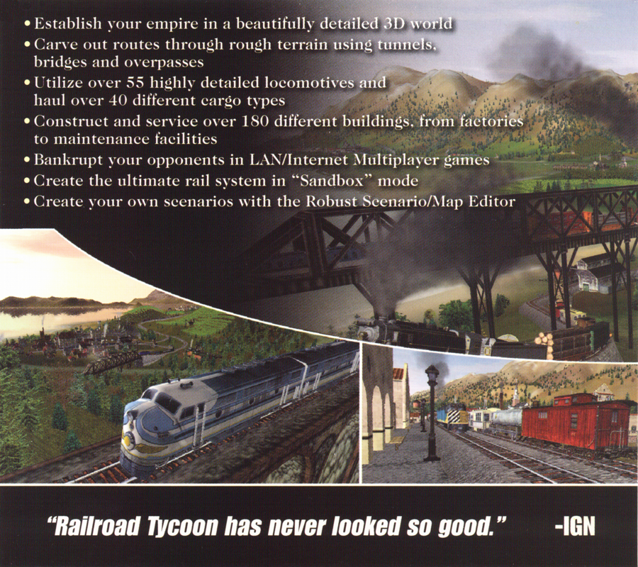 Inside Cover for Railroad Tycoon 3 (Windows) (Small box, Budget release): Left