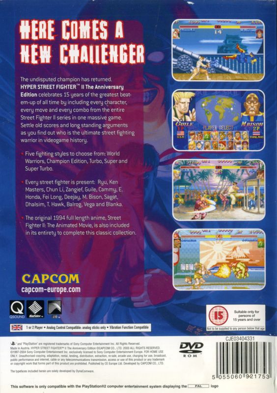 Back Cover for Hyper Street Fighter II: The Anniversary Edition (PlayStation 2)