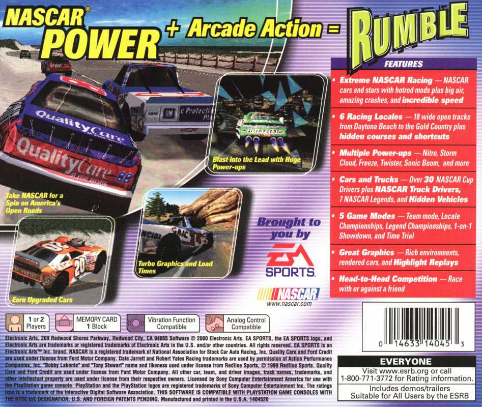 Back Cover for NASCAR Rumble (PlayStation)