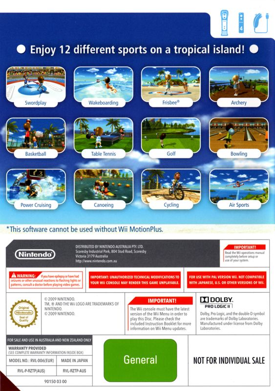 Other for Wii Sports Resort (Wii) (Bundled with Wii MotionPlus): Keep Case - Back
