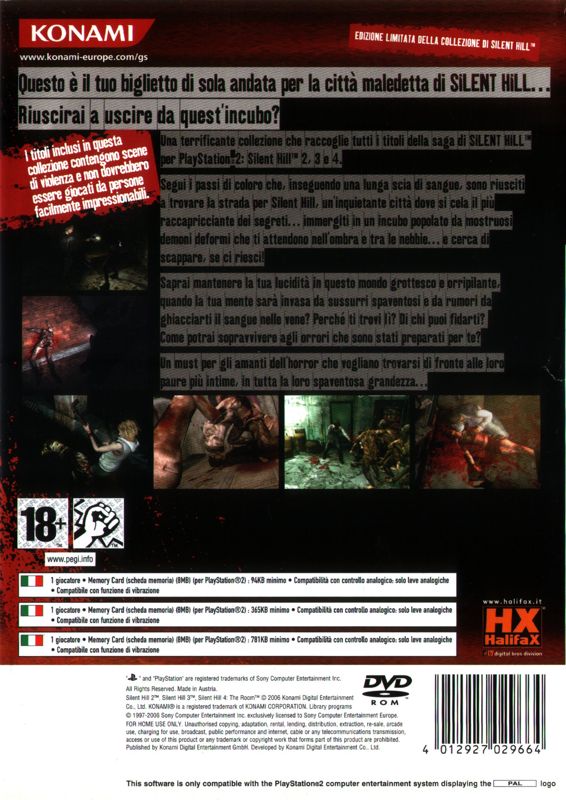 Back Cover for The Silent Hill Collection (PlayStation 2)