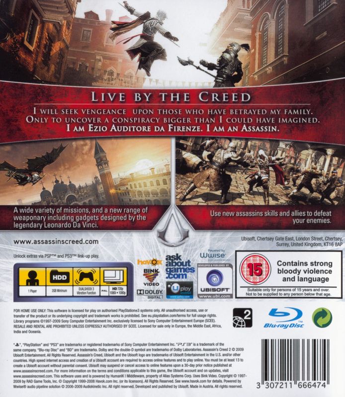 Assassin's Creed II 2 Playstation 3 