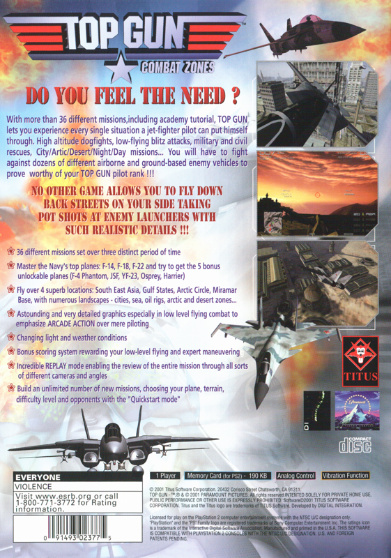 Top Gun Combat Zones cover or packaging material MobyGames
