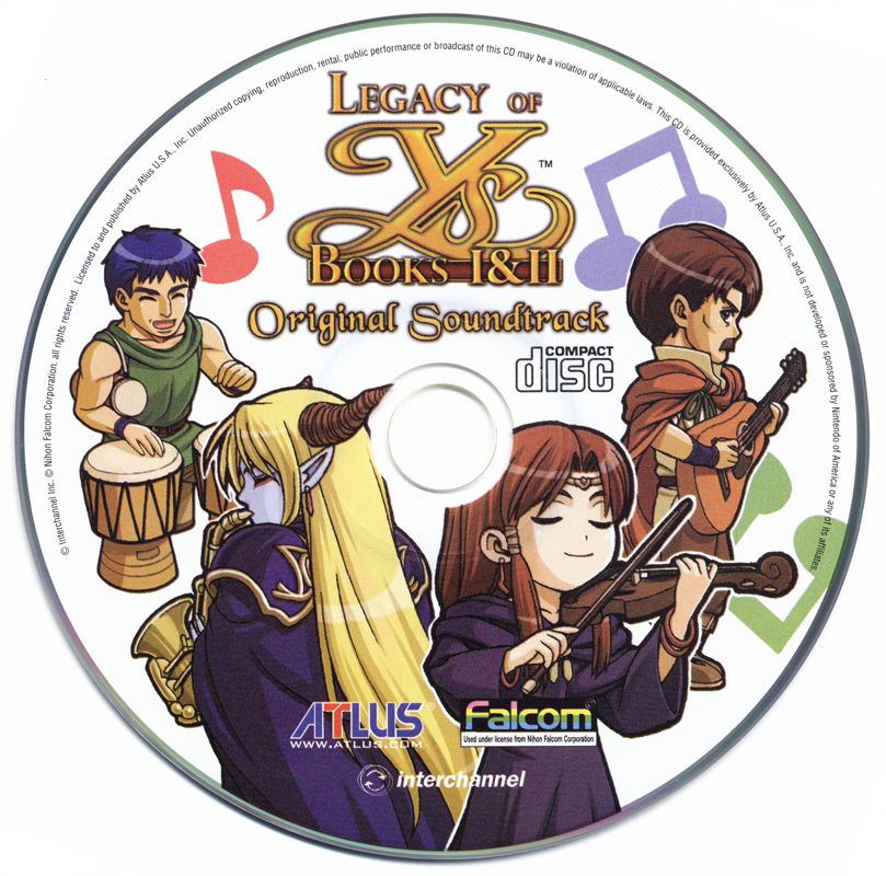 Soundtrack for Legacy of Ys: Books I & II (Nintendo DS): Disc