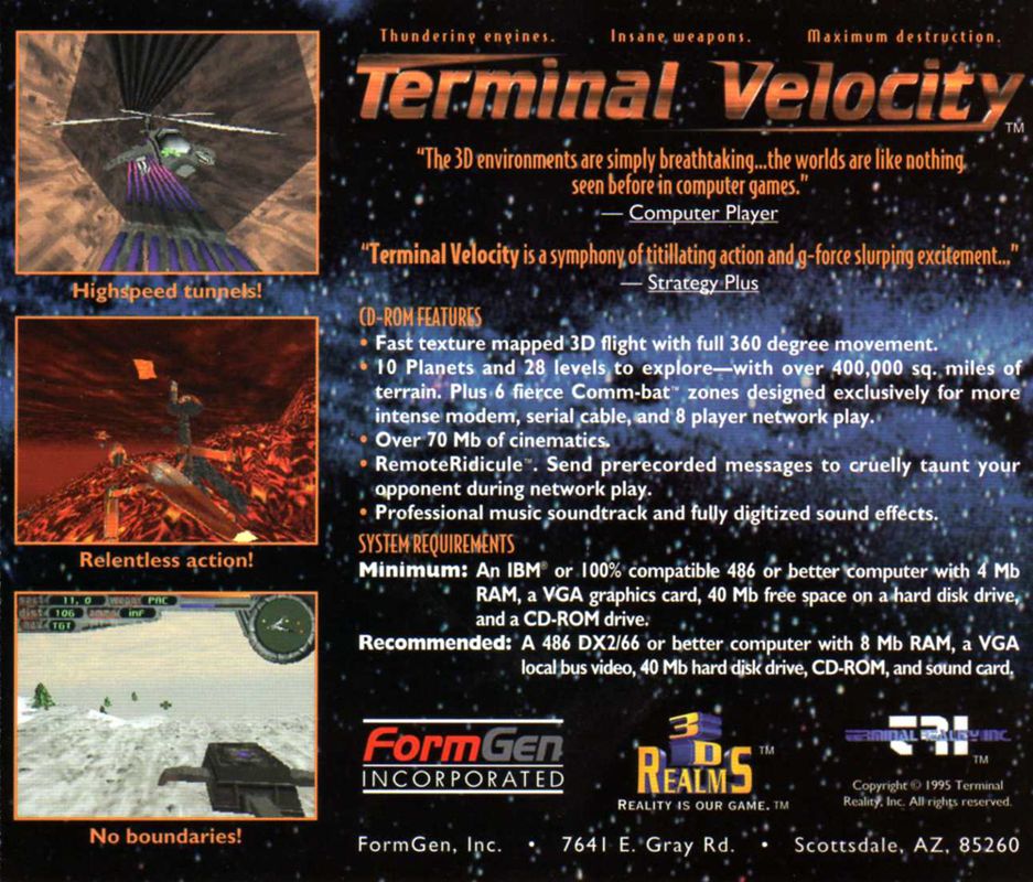 Other for Terminal Velocity (DOS) (CD-ROM release): Jewel Case - Back