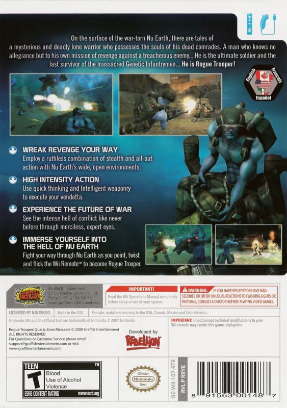 Back Cover for Rogue Trooper (Wii)