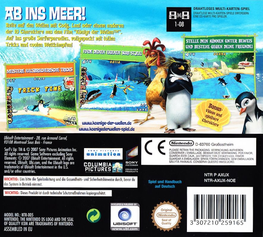 Back Cover for Surf's Up (Nintendo DS)