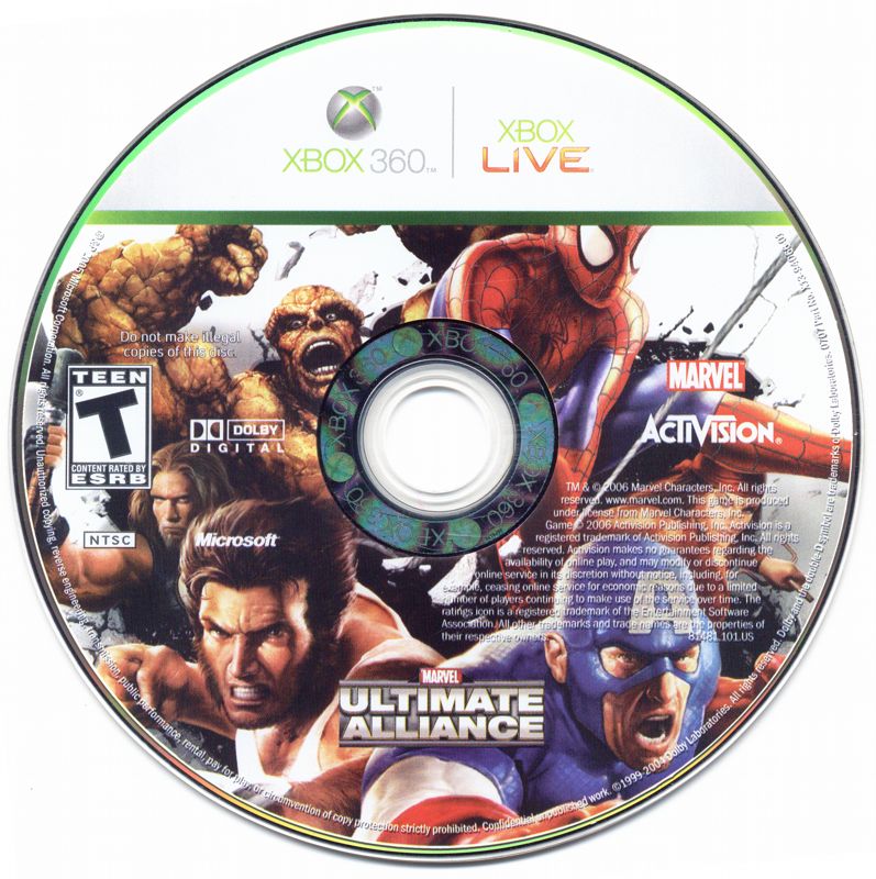 Media for Marvel Ultimate Alliance / Forza Motorsport 2 (Xbox 360): Ultimate Alliance Disc