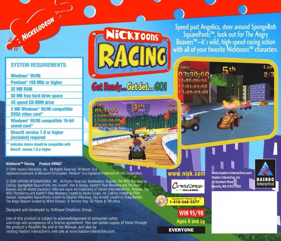 Other for Nicktoons Racing (Windows): Jewel Case - Back