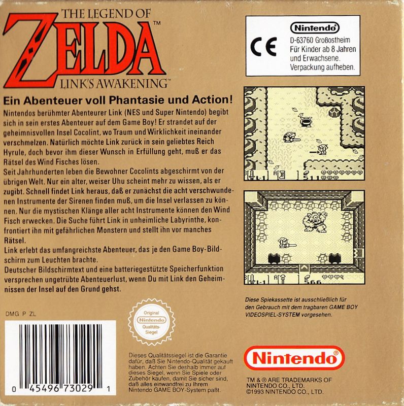 Back Cover for The Legend of Zelda: Link's Awakening (Game Boy)