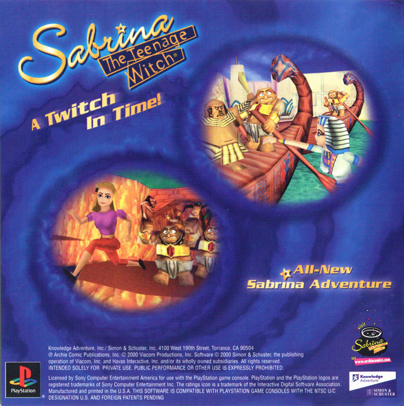 Inside Cover for Sabrina, the Teenage Witch: A Twitch in Time! (PlayStation): Front Reverse
