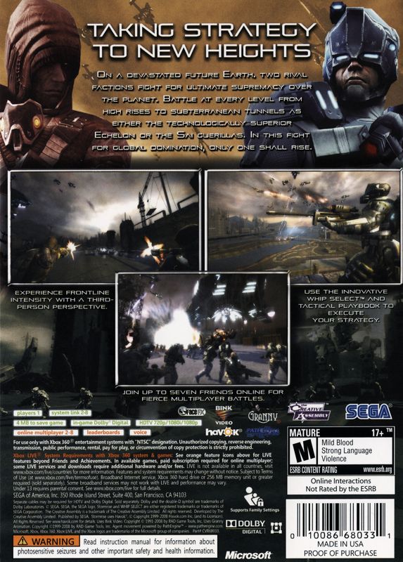 Back Cover for Stormrise (Xbox 360)
