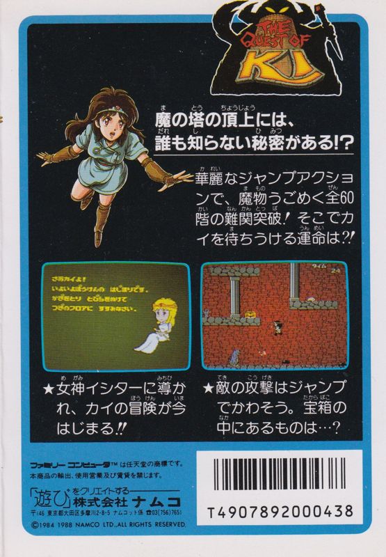 Back Cover for The Quest of Ki (NES)
