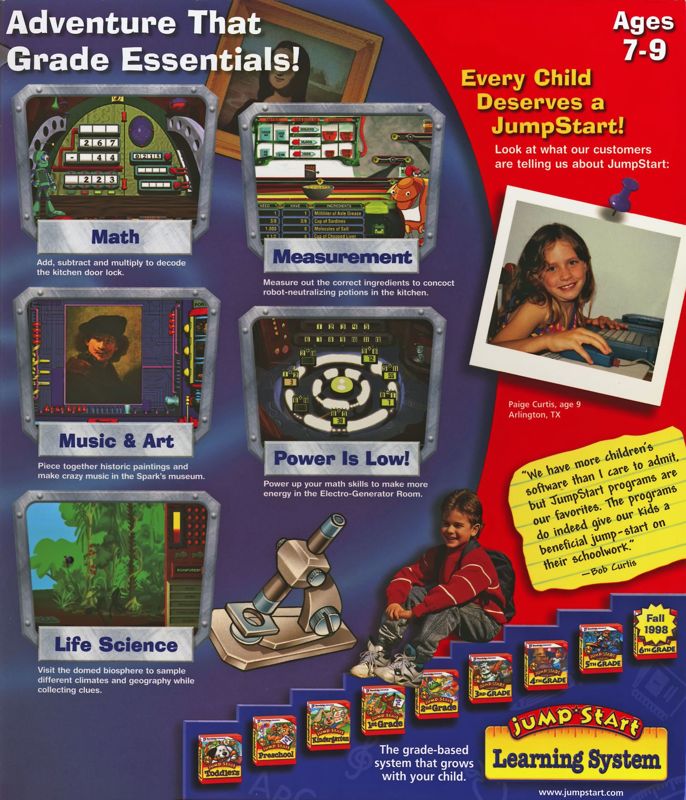 Inside Cover for JumpStart Adventures: 3rd Grade - Mystery Mountain (Macintosh and Windows and Windows 3.x): Right