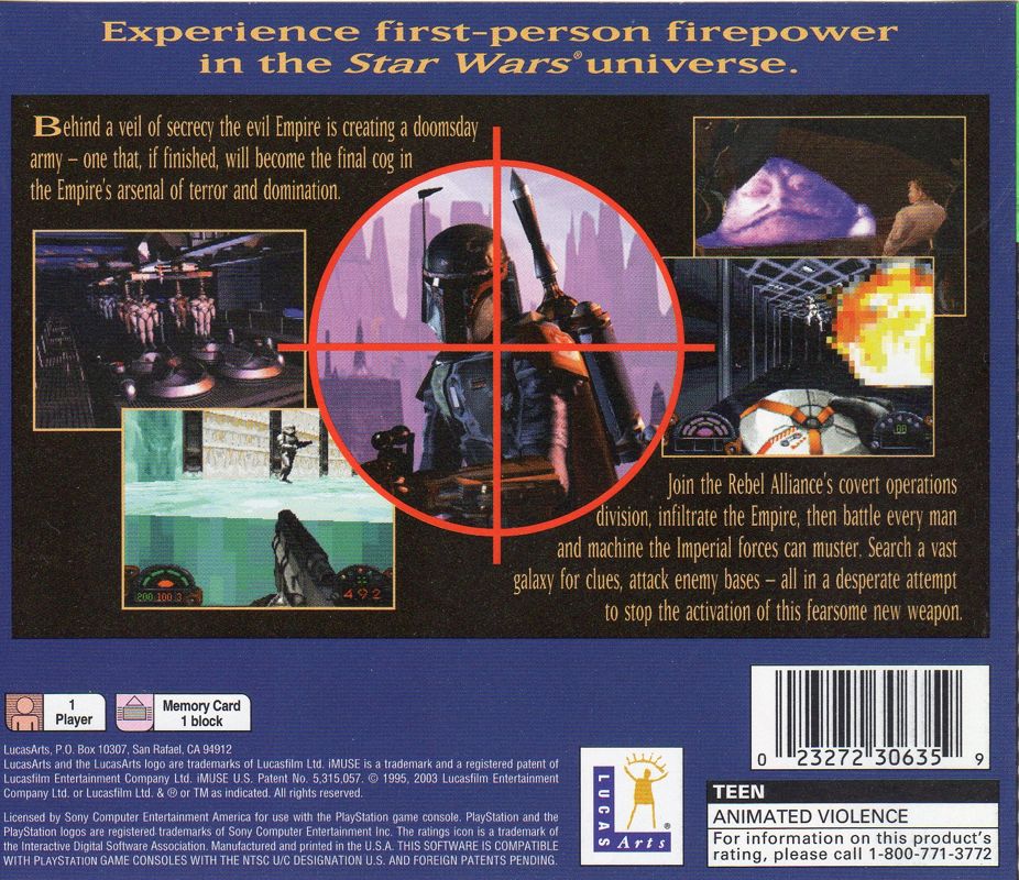 Back Cover for Star Wars: Dark Forces (PlayStation) (Greatest Hits release)