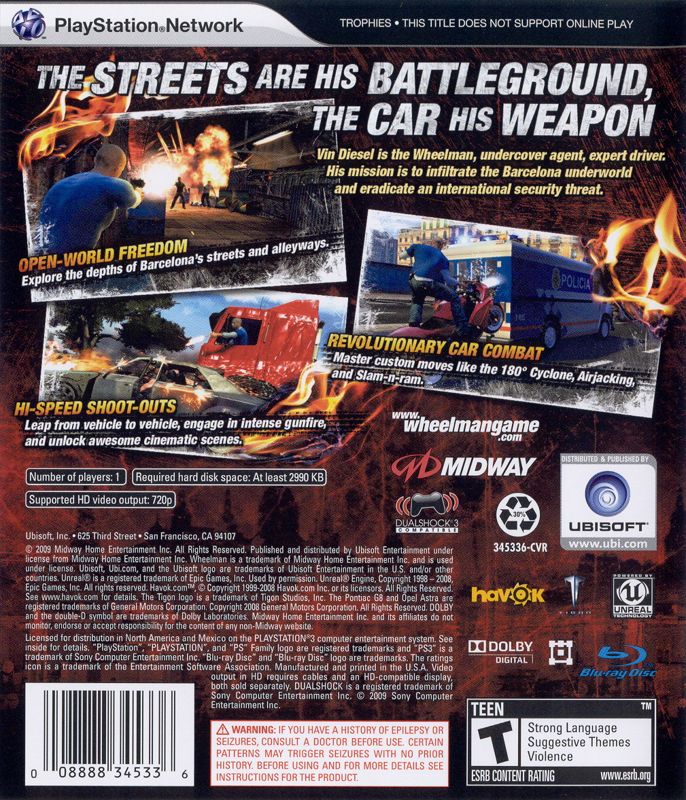 Back Cover for Wheelman (PlayStation 3)