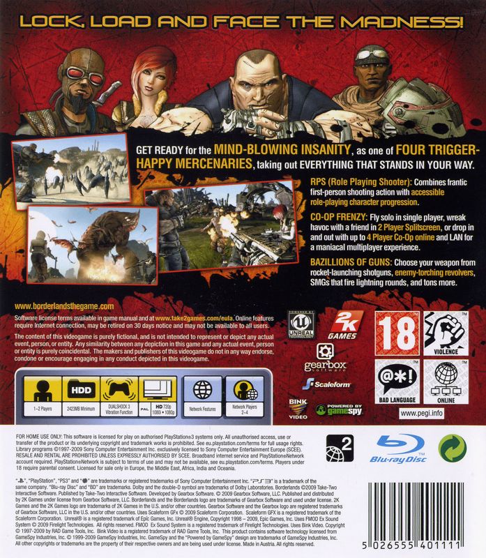 Other for Borderlands (PlayStation 3): Keep Case - Back