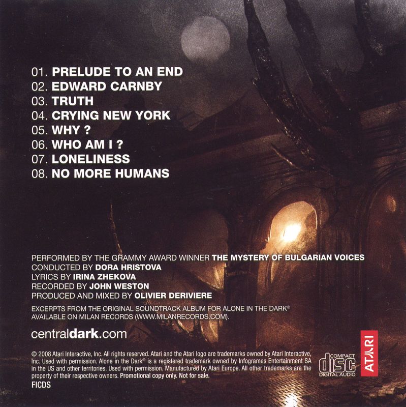 Soundtrack for Alone in the Dark (Limited Edition) (Xbox 360): Jewel Case - Inside