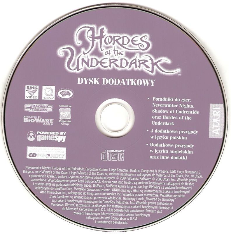 Media for Neverwinter Nights: Hordes of the Underdark (Windows): Bonus CD