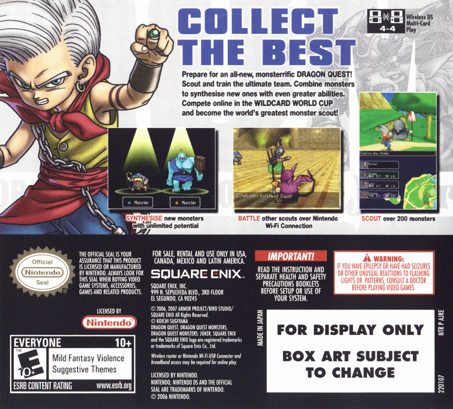 Dragon Quest Monsters Joker cover or packaging material MobyGames