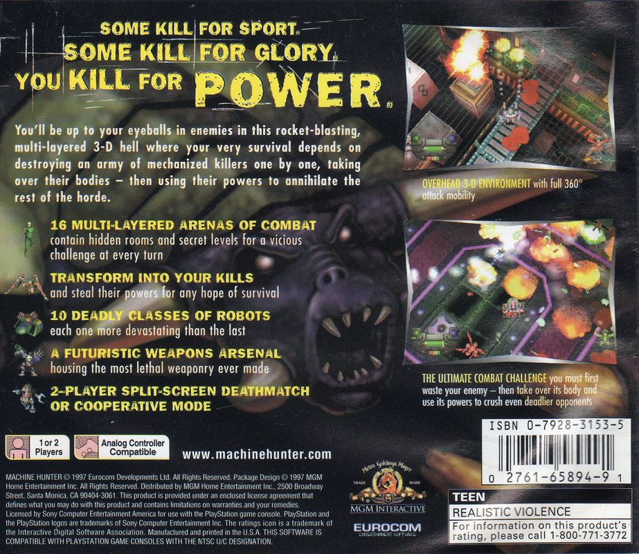 Back Cover for Machine Hunter (PlayStation)