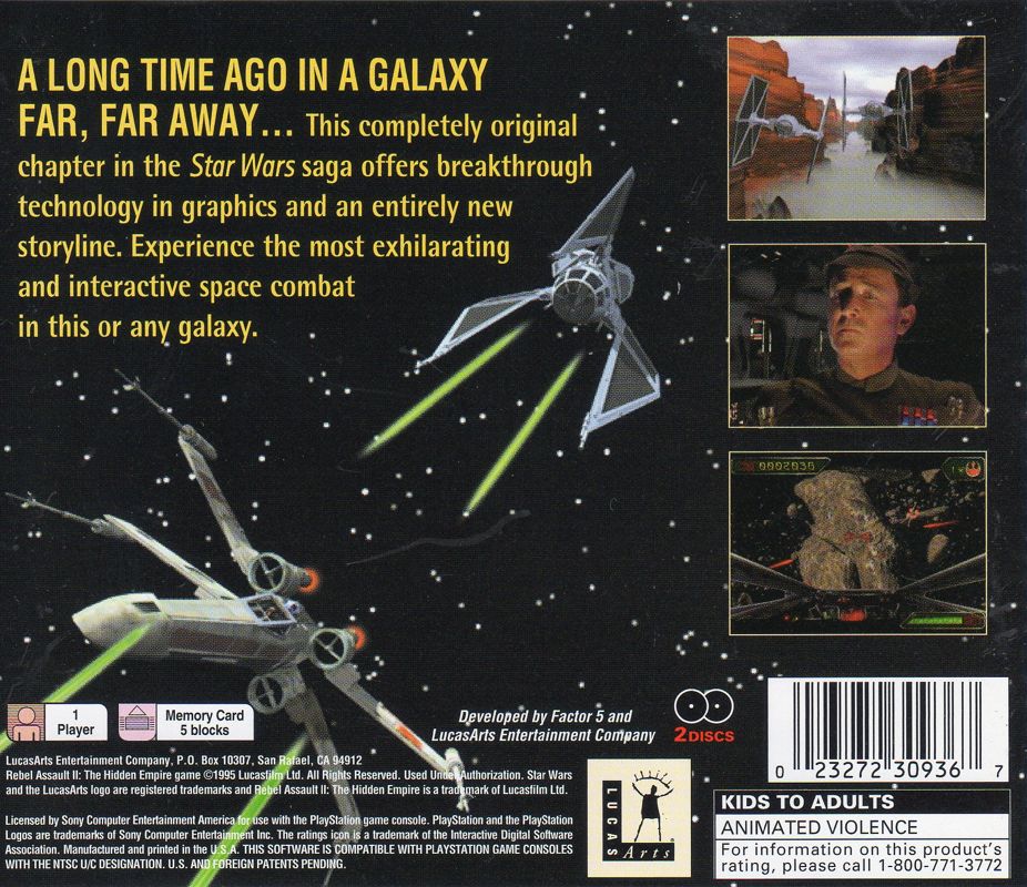 Back Cover for Star Wars: Rebel Assault II - The Hidden Empire (PlayStation)