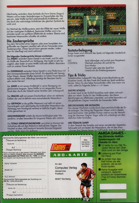 Inside Cover for Wings of Death (Amiga) (Amiga Fun 1994/10 cover disk): Inside cover 2